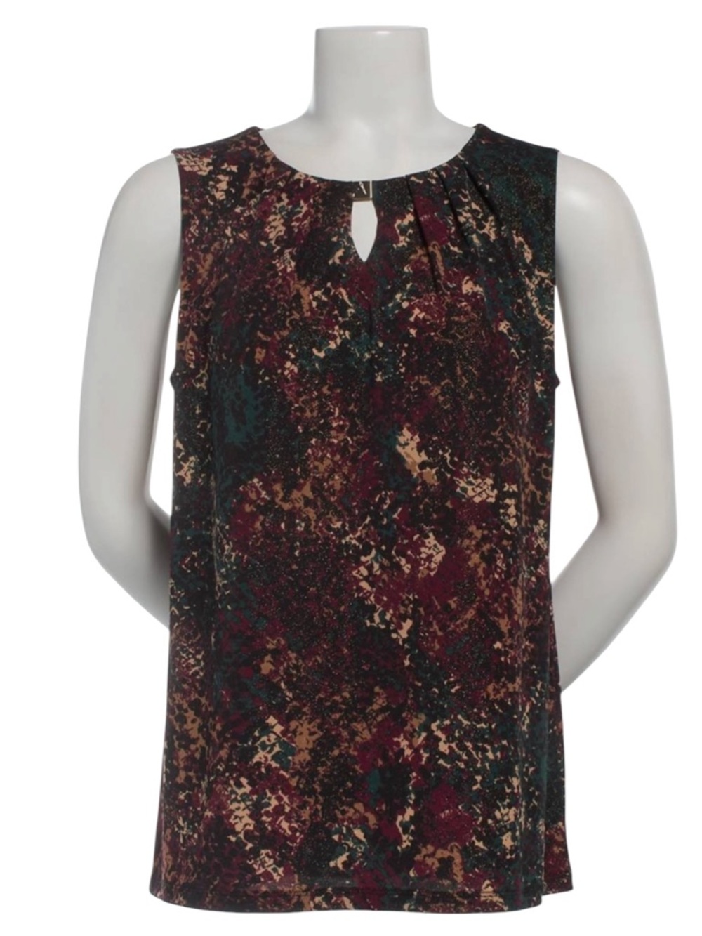 Kasper Pleated Keyhole Neck Sleeveless Blouse NEW Size Small